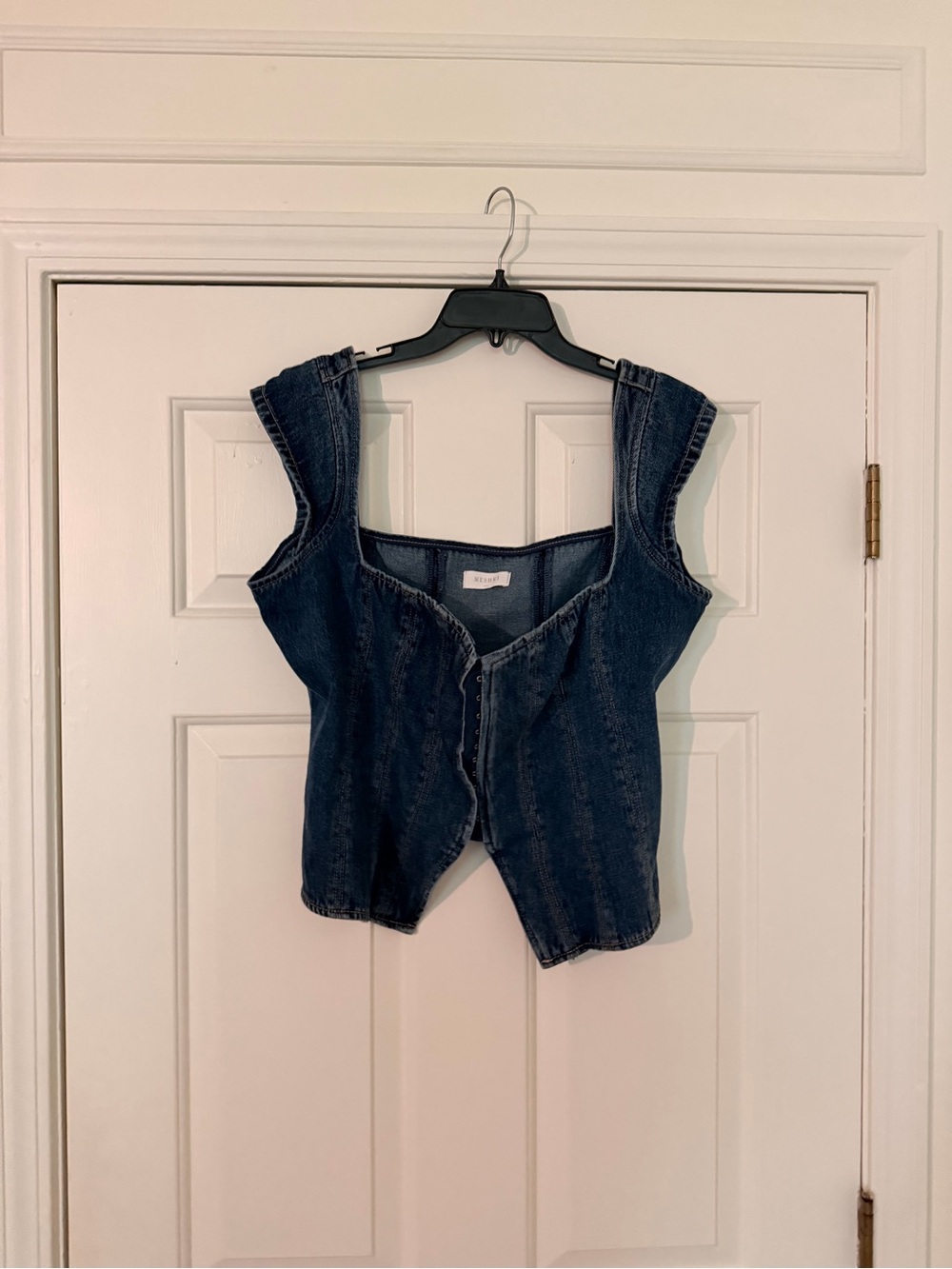Meshki Denim Corset Top - Dark Blue